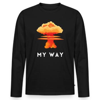 My Way Explosive Sturkopf-Denkmuster-Aussage - Männer Premium Bio Langarmshirt - Schwarz - Vorne - Nico (187cm)