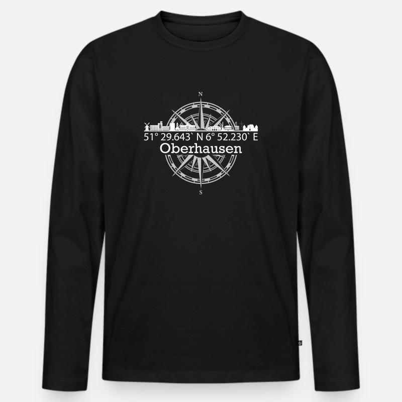 Skyline Oberhausen - Männer Premium Bio Langarmshirt - Schwarz