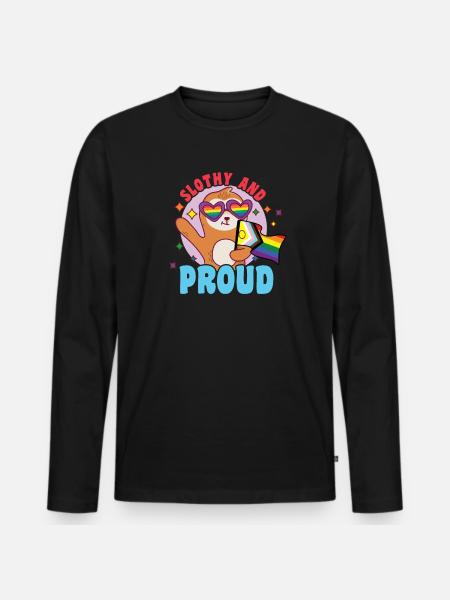 Fabulous sloth life with LGBT flag - Men's Premium Organic Long Sleeve Shirt - black
