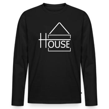HOUSE Festival Design - Men's Premium Organic Long Sleeve Shirt - black - Front - Nico (187cm)