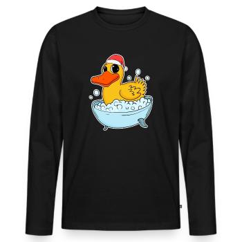 Badeente Ente Weihnachten - Männer Premium Bio Langarmshirt - Schwarz - Vorne - Nico (187cm)