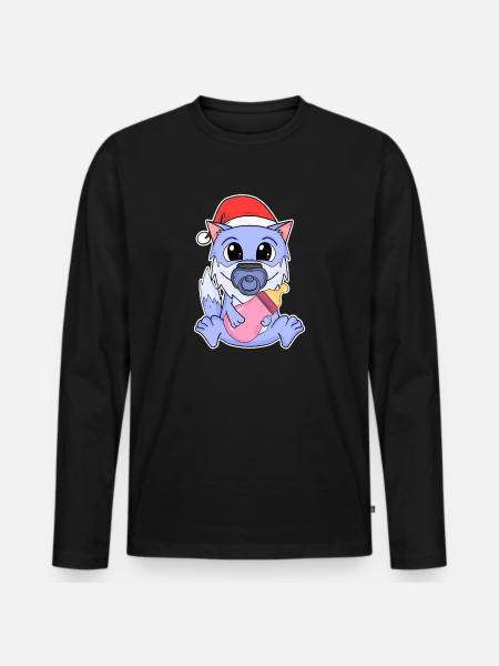 Bébé loup Noël - T-shirt manches longues Premium bio Homme - noir