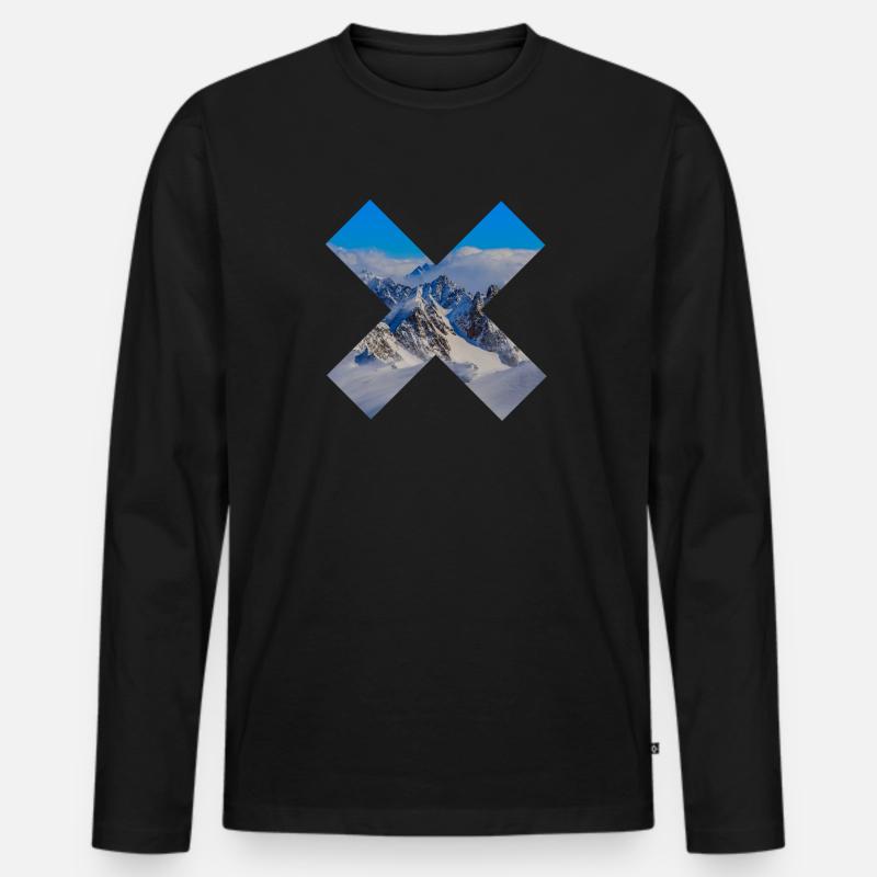 Abstrakte schneebedeckte Berge - Männer Premium Bio Langarmshirt - Schwarz