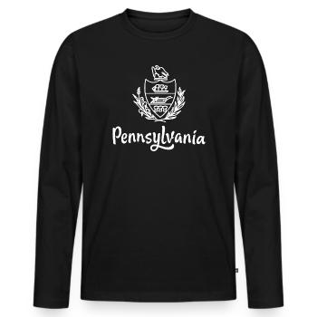 Zeigen Sie Farbe – Pennsylvania - Männer Premium Bio Langarmshirt - Schwarz - Vorne - Nico (187cm)