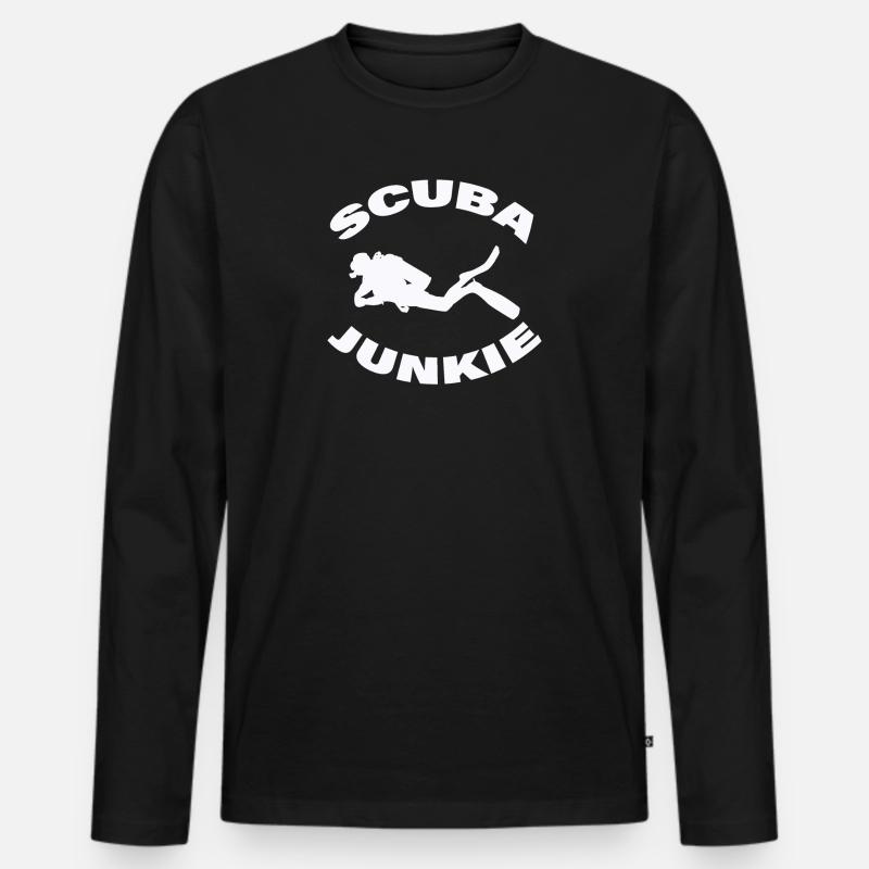 SCUBA JUNKIE - Männer Premium Bio Langarmshirt - Schwarz