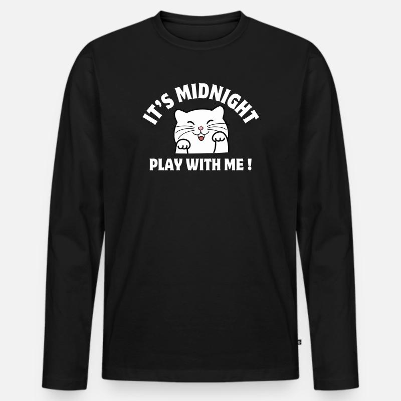 Mitternacht, Katze, Katze Humor - Männer Premium Bio Langarmshirt - Schwarz