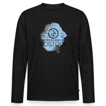 Rostock Liebe Heimathafen Ostsee - Männer Premium Bio Langarmshirt - Schwarz - Vorne - Nico (187cm)