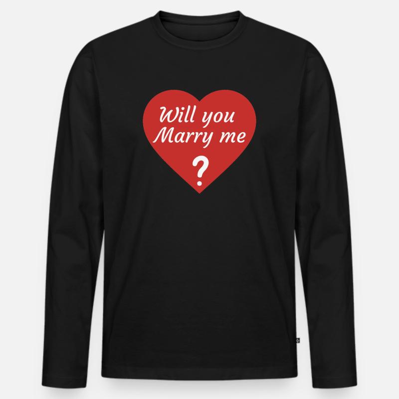 Willst du mich heiraten? - Männer Premium Bio Langarmshirt - Schwarz
