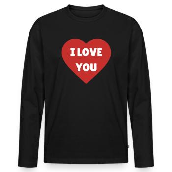 I love you - T-shirt manches longues Premium bio Homme - noir - Devant - Nico (187cm)
