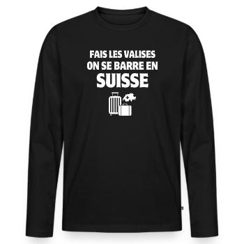 Suisse, je suis Suisse, fierté Suisse - T-shirt manches longues Premium bio Homme - noir - Devant - Nico (187cm)
