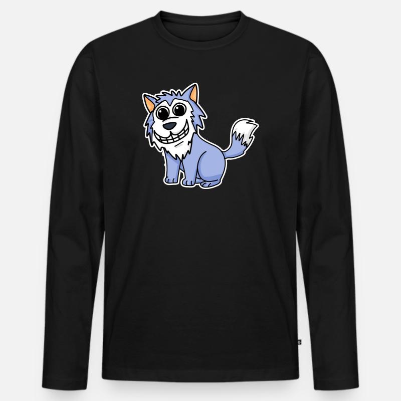 Wolf - Männer Premium Bio Langarmshirt - Schwarz