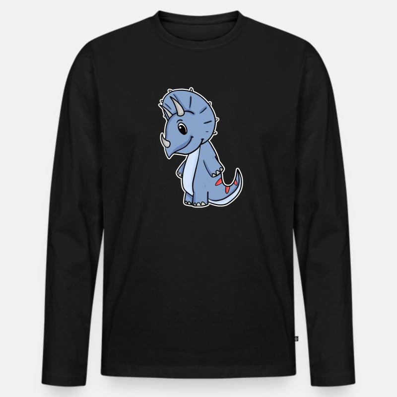 Dinosaurier Dino - Männer Premium Bio Langarmshirt - Schwarz