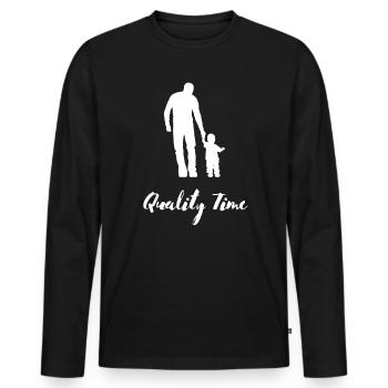 Quality Time Father and Son Family Fathers Day - Men's Premium Organic Long Sleeve Shirt - black - Front - Nico (187cm)