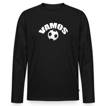 VAMOS - Männer Premium Bio Langarmshirt - Schwarz - Vorne - Nico (187cm)
