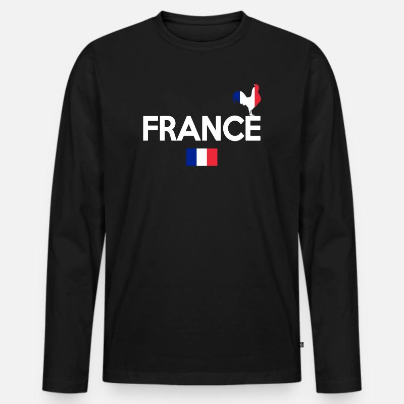 FRANKREICH - Männer Premium Bio Langarmshirt - Schwarz