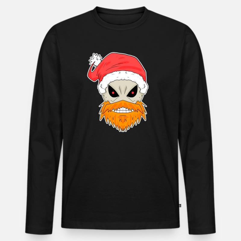Weihnachtsmann Totenkopf - Männer Premium Bio Langarmshirt - Schwarz