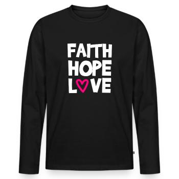 Faith Hope Love - Men's Premium Organic Long Sleeve Shirt - black - Front - Nico (187cm)