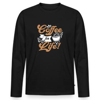 Coffee for Life - Men's Premium Organic Long Sleeve Shirt - black - Front - Nico (187cm)
