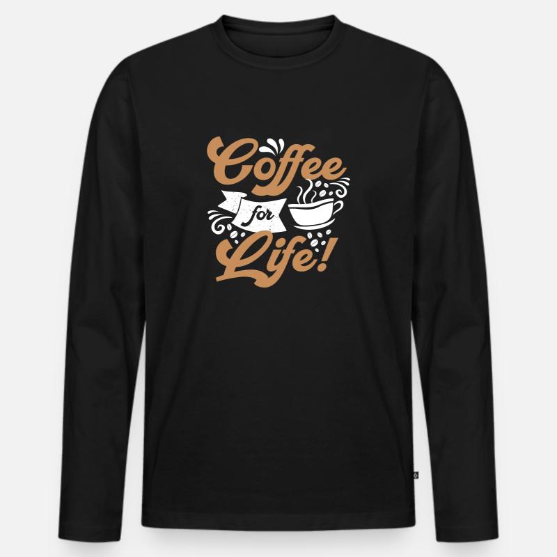Coffee for Life - Männer Premium Bio Langarmshirt - Schwarz