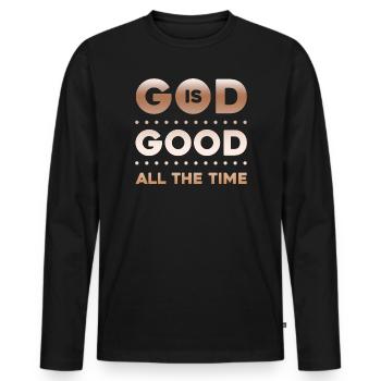 God is Good all the Time - Men's Premium Organic Long Sleeve Shirt - black - Front - Nico (187cm)