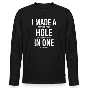 J’ai fait un trou dans une chemise de golf - T-shirt manches longues Premium bio Homme - noir - Devant - Nico (187cm)