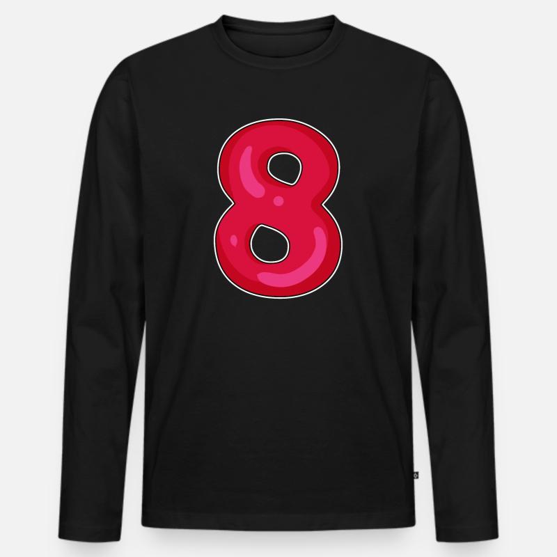Zahl 8 Nummer Acht - Männer Premium Bio Langarmshirt - Schwarz