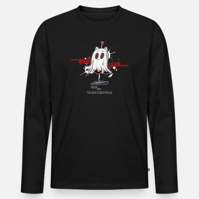 catghost in love - Männer Premium Bio Langarmshirt - Schwarz