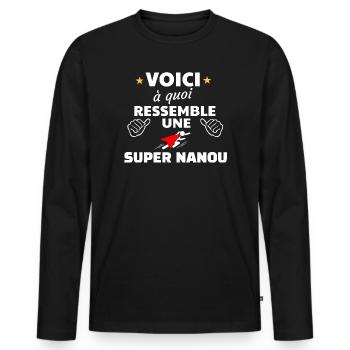 Design Inspiré Super Nanou Fête Noël - T-shirt manches longues Premium bio Homme - noir - Devant - Nico (187cm)