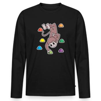 Monkey Rock Climbing Climbing - Men's Premium Organic Long Sleeve Shirt - black - Front - Nico (187cm)