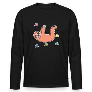 Sloth, Rock Climbing, Rock Climbing - Men's Premium Organic Long Sleeve Shirt - black - Front - Nico (187cm)
