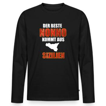 Sizilien, Sicilia, Nonno - Männer Premium Bio Langarmshirt - Schwarz - Vorne - Nico (187cm)