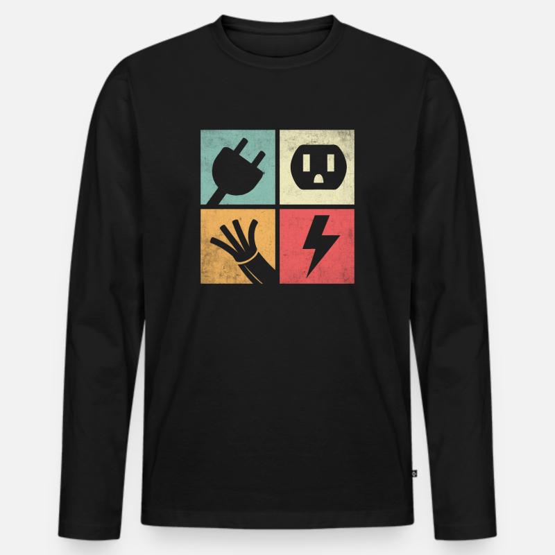 Steckverbinder & Pastellblitze - Männer Premium Bio Langarmshirt - Schwarz
