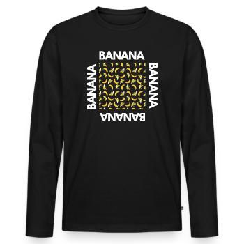Banana Pattern Aesthetic Fruit Fashion Shirt - Men's Premium Organic Long Sleeve Shirt - black - Front - Nico (187cm)