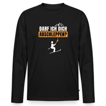 Darf ich dich abschleppen Apres Ski fun Design - Männer Premium Bio Langarmshirt - Schwarz - Vorne - Nico (187cm)