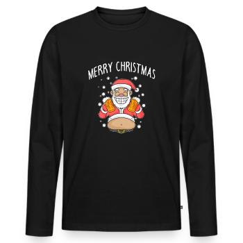 Weihnachtsmann Weihnachten Bier - Männer Premium Bio Langarmshirt - Schwarz - Vorne - Nico (187cm)