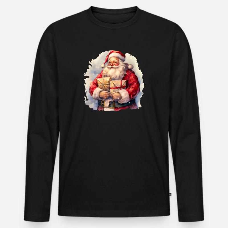 Aquarell mit Geschenken - Männer Premium Bio Langarmshirt - Schwarz