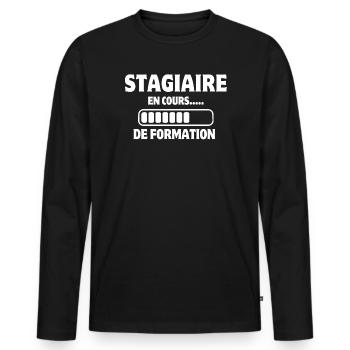 stagiaire, formation, apprenti - T-shirt manches longues Premium bio Homme - noir - Devant - Nico (187cm)