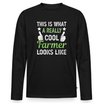 Farmer Farmer Farmer's Wife Farmer - Men's Premium Organic Long Sleeve Shirt - black - Front - Nico (187cm)