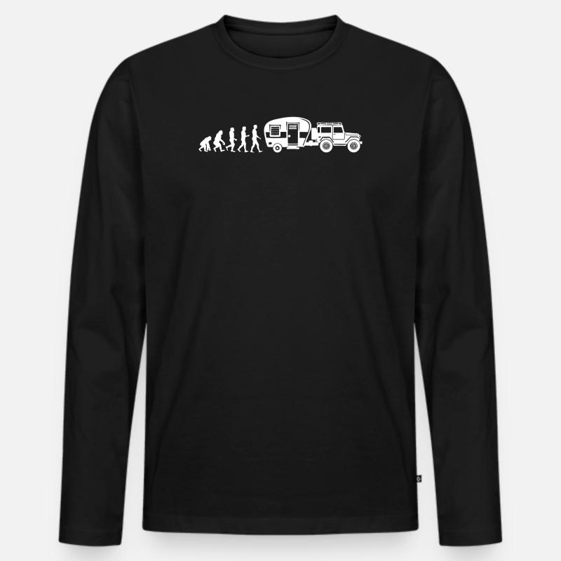 Camping Wanderlust Wanderer Camper Wohnwagen - Männer Premium Bio Langarmshirt - Schwarz