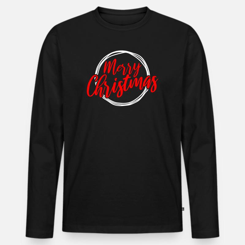 Frohe Weihnachten Script Circle - Männer Premium Bio Langarmshirt - Schwarz