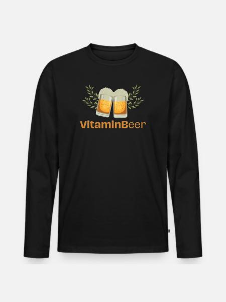 VitaminB - Männer Premium Bio Langarmshirt - Schwarz