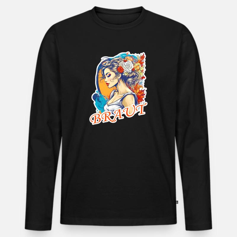 Braut - Männer Premium Bio Langarmshirt - Schwarz