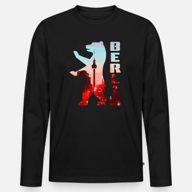 Berliner Bär - Männer Premium Bio Langarmshirt - Schwarz