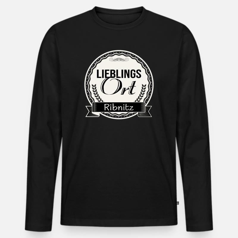Lieblingsort Ribnitz - Männer Premium Bio Langarmshirt - Schwarz