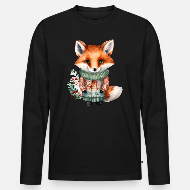 Winterfuchs im Pullover Männer Premium Bio Langarmshirt