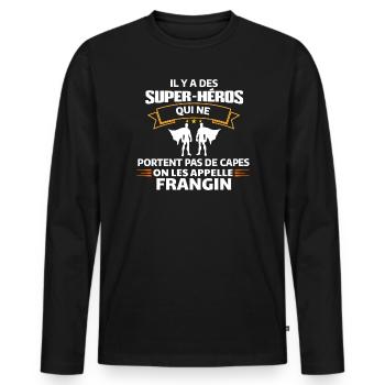 Super-Héros Sans Capes - T-shirt manches longues Premium bio Homme - noir - Devant - Nico (187cm)