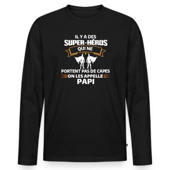 Super-Héros Papi Cadenas d'Amour - T-shirt manches longues Premium bio Homme - noir - Devant - Nico (187cm)
