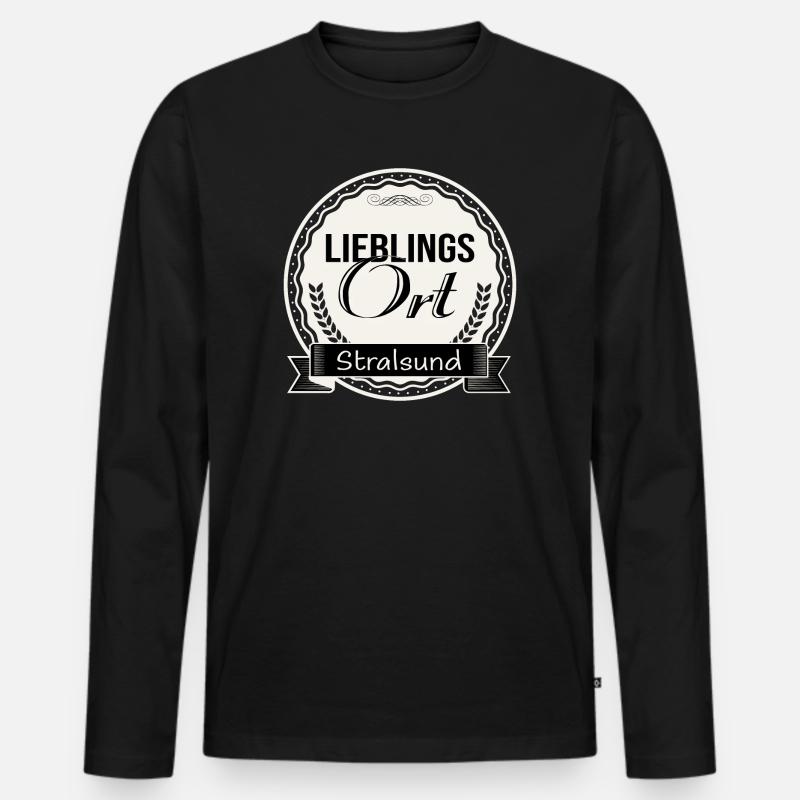 Lieblingsort Stralsund - Männer Premium Bio Langarmshirt - Schwarz