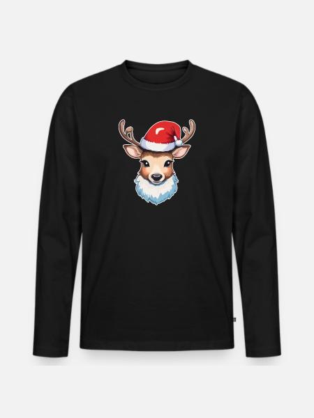 Reindeer Deer Christmas - Men's Premium Organic Long Sleeve Shirt - black