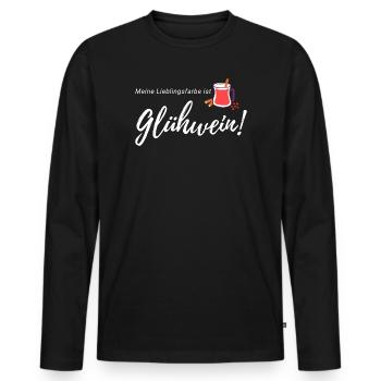 Meine Lieblingsfarbe Glühwein - Männer Premium Bio Langarmshirt - Schwarz - Vorne - Nico (187cm)